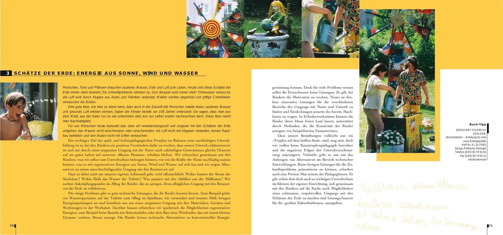 Doppelseite 70/71 mit Fotos auf gelbem Grund