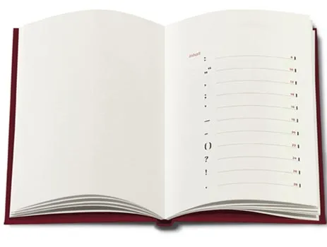 Doppelseite 4 mit einer senkrechten Liste von Satzzeichen
