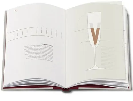 Doppelseite 40 mit einem Sektglas, in dem ein großes „V“ steht
